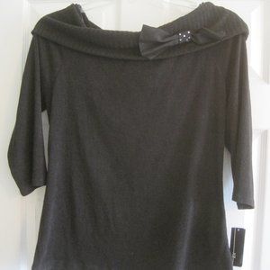 AGB BLACK SWEATER WITH BOW DETAIL LARGE NWT $48.00